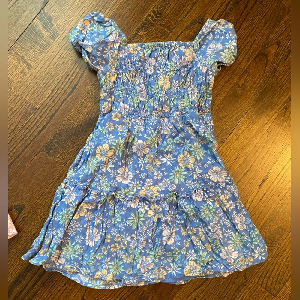 Jumping Beans- 2pc set Girls Pink Floral Smocked Sundress blue pink floral 4T